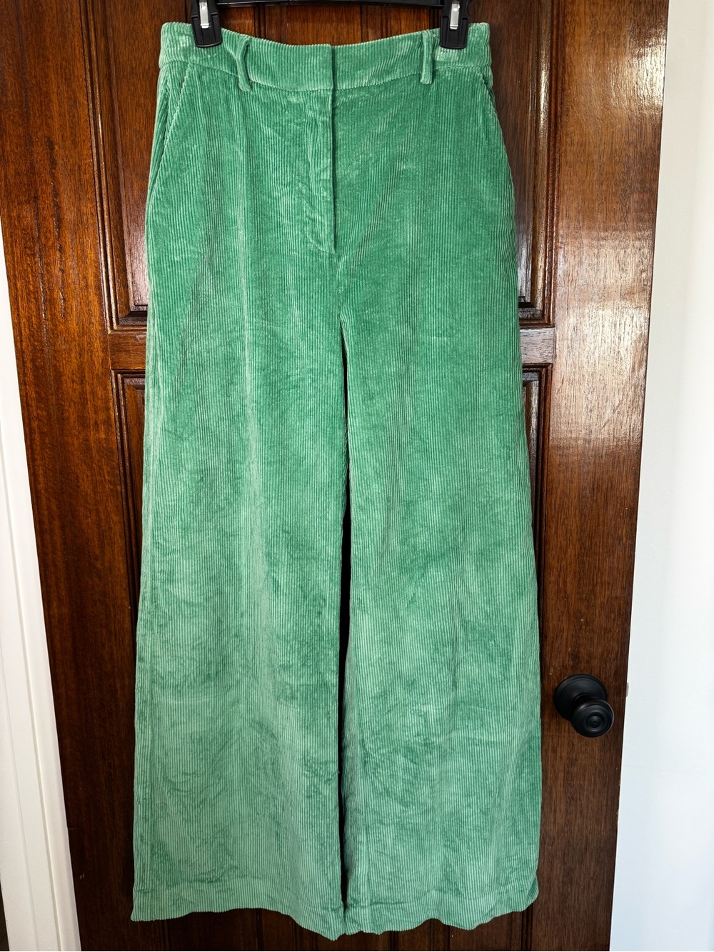 Sezane Green Wide-Leg Corduroy Pants